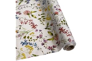 DéVa Tovaglia cerata, delicata con fiori di campo, larghezza 1,4 m (merce al metro), in PVC, per esterni e interni