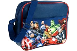 Marvel Avengers Messenger Bag con tutti i personaggi Grande Borsa a tracolla Zaino Scuola per Marvel Super Fans Courier Book Bag Back to School or Collage, Marina Militare, Taglia unica
