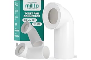 Millto™ Coude de raccordement WC 110mm 90º Tuyau de raccordement flexible Raccord de toilettes Connecteur de sol pour WC Système de drainage en polypropylène Blanc Raccordement pour toilettes