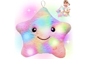 TOGETDREAM LED Sternen Kissen LED Sternförmiges Kissen Leuchtende Kinder Kissen Nachtlicht Plüschkissen Stern Plüsch Kissen Sensorisches Spielzeug für Autismus Deko Geschenk für Weihnachten Geburtstag(B)