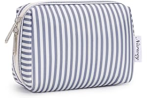 ‎NARWEY Narwey Klein Schminktasche Damen Kosmetiktasche Kulturbeutel Kulturtasche Reise Make-up Taschen für Frauen und Mädchen (Graublaue Streifen, Klein)