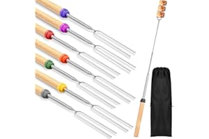HXUING 8 Pezzi Marshmallow Spiedini Barbecue, 31-81cm Spiedini Telescopici Forchettone Barbecue Telescopici in Acciaio Inox, Adatto per Barbecue, Salsicce, Campeggio, Falò (8 Pezzi)