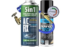 AC FIX 5-i-1 – R134a + Slang + Fräschare, 435 g Köldmedium för bilens luftkonditionering med olja, tätningsmedel, UV-färgämne