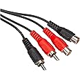 PremiumCord Cinch Cable 2m, 2 x Cinch RCA Plug to 2 x Cinch RCA Socket, Audio Extension Cable, Stereo Audio, for TV, Mobile P