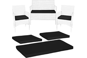 KISAA Living Outdoor Garden Rattan Cushions | 3-Piece Set for Rattan Patio Furniture | Comfy Seat Pads with Removable Cover | Water-Repellent, Durable, and Lightweight (Black)