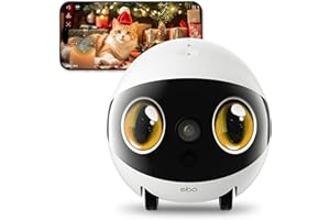 Enabot EBO Air 2S FamilyBot, robot intelligente per il monitoraggio della casa con occhi a doppio schermo, 2,5 K, telecamera di sorveglianza intelligente per animali domestici con audio a 2 vie