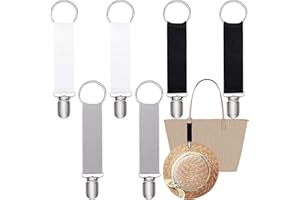 Yatinkim Elastic Hat Clip Travel Cap Bags Holder Portable Fixing Sturdy Clips Fabric Friendly for Handbag Backpack Easy Hats Bag Neat 6 Pack Black White Grey