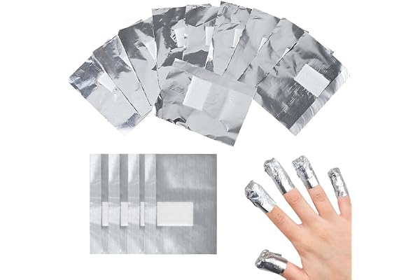 200pcs Feuille d'aluminium Dissolvant, Ultra-Minces Papillotes en Aluminium, Papillotes Ongles d'aluminium pour Retirer Vernis à Ongles