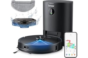 Laresar Robot Aspirador y Fregasuelos, Aspirador Robot Láser con Autovaciado, 3500Pa Succión, 3 en 1, Compatible con Alexa Google Home, Mapa Editable, Limpieza Personalizada,para Pelo de Mascotas