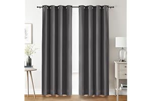 Utopia Bedding Opacas Cortinas Salon Modernas 2 Piezas 140x245 cm, Gris - Cortinas Térmicas Aislantes Frío Calor y para Dormitorio, Salón y Cocina con Ojales