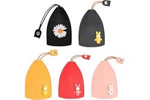 Junerain 4PCS Custodia for chiave tipo estraibile creativo, custodia for chiave auto in pelle PU Cartoon Grande capacità Cover for chiave auto estraibile for uomo donna, custodia portachiavi for auto
