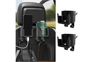 GENERIC 2PCS Multifunctional Car Cup Holder + Car Phone Holder + Car Purse Hook,Hanging Back Seat Car Organizer with Headrest Hooks,Universal Car Organizer Car Accessories Interior