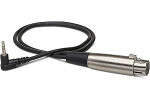 Hosa XVS-101F, Camcorder Microphone Cable, XLR3F to Right-angle 3.5 mm TRS, 1 ft