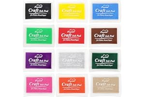 DEVENIRRICHE Stempelkissen, 12 Farben 7,5 x 5 cm Stempelkissen Bunt Fingerabdrücke Set Ungiftig Abwaschbar Stempelkissen Kinder für Gummi Stempel DIY Scrapbooking und Karte Machen Dekoration