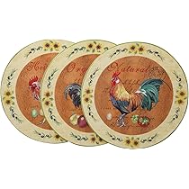 Set 3 Piatti Decorativi Da Parete 20x20cm | Ceramica Stile Country Per Decorazione