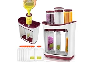 FIYSON Squeeze Station Presse-agrumes de fruits frais, préparateur de nourriture pour bébé avec 10 sacs de rangement, pour enfants, purée de fruits, pour enfants, collations, sans BPA