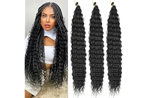 ‎AIKAA aikaa Tief Twist Crochet Hair Ocean Wave Curly Bohemian Crochet Braids Deep Wave Hair Bundles Synthetische Haarverlängerungen für Frauen Mädchen (30 Inch(Pack of 3), 1B)