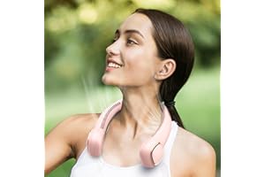 Dancial USB Ventilator,Mini Hals-Ventilator mit 4000mAh Akku,Tragbarer Ventilator mit 3 Einstellbaren Geschwindigkeiten, Freihand-Ventilator für Wandern, Outdoor-Sport, Reisen, Haus, Bür(Rosa)