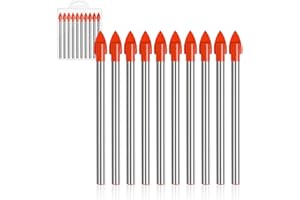 QUOTRE 10 sztuk wierteł do szkła i płytek 6 mm zestaw wierteł do szkła końcówka