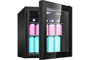 Bomann® Getränkekühlschrank für bis zu 55 Dosen | Kühlschrank mit Glastür 42db leise | 2 Ablagen | Kühlschrank Getränke 46L | Mini Kühlschrank Glastür | Minibar für Büro, Outdoor und Gaming | KSG 7291