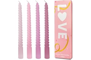 Topsics Set di 4 candele coniche a spirale, non profumate, alte 25,4 cm, decorazione per la casa, cucina, decorazioni per matrimoni (Rosa Serie)