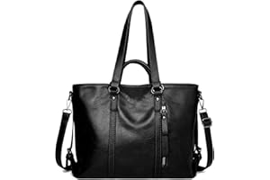 Aileese Tote Handbags for Women Retro Soft Leather Hobo Purses Fashion Crossbody Large Shoulder Bags Black