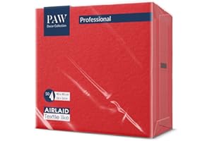 PAW DECOR COLLECTION PAW - Tovaglioli Airlaid (40 x 40 cm) I 50 pezzi I A tinta unita I In tessuto I Decorazione da tavola elegante I HoReCa I Per occasioni importanti come matrimoni, feste I Color: Red