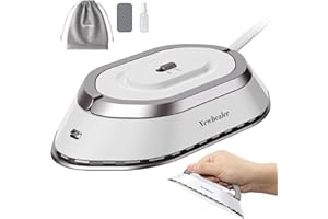 Newbealer Ferro da Stiro da Viaggio, Ferro da Viaggio Mini Portatile Leggera Compatto senza Vapore, Stirare i Vestiti, Doppio Voltaggio 100V-240V, Bianco