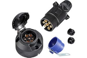 SPARKMOTO Spina Rimorchio 7 Poli E Presa Rimorchio 7 Poli, Norma ISO 1724,Impermeabile 12V Presa 7 Poli Femmina E Spina 7 Poli Maschio Rimorchio con Porta Spina rimorchio Blu(Tappo a Vite)