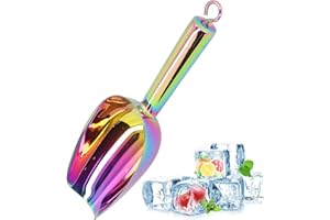 CYTGOUPER Cuchara de hielo 6 oz, pala raspadora de hielo de acero inoxidable, pala pequeña para hielo, utensilios de cocina para dulces, cocina, bar, fiesta, boda, mascota (Vistoso)