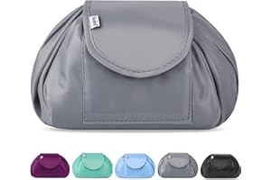 VAVABOX Lazy Kosmetikbeutel Mit Kordelzug, Tragbare Kosmetiktasche, Reisetasche, Make-Up-Beutel, Organizer FüR Damen Und MäDchen (Grau)