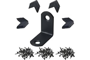 NAHUAA 40 Piezas Escuadras Metalicas 30x30x16 mm Escuadras Para Madera en Forma de L Angulos Metalicos de Acero Inoxidable con 80 Tornillos, Negro