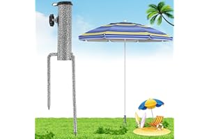 Dilightnews Schirmhalter aus Metall mit Rasendorn, Metall Sonnenschirm Erdspiess, Sonnenschirmhalter Rasendorn, Sonnenschirm Halter für Outdoor Yard Beach Garden, für Sonnenschirme(Silber)