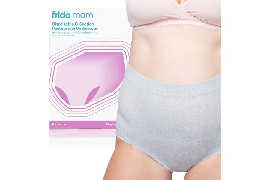 Frida Mom Postpartum Disposable Knickers | Microfibre High Waist C-Section Cut Knickers with Super Soft, Stretchy and Breathable Fabric | Size Regular, 8ct