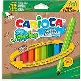 Carioca Eco Famıly Jumbo S&uuml;per Yıkanabilir Ke&ccedil;eli Boya Kalemi 12'Li