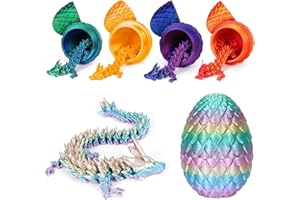 KOWBLAZE 3D Printed Dragon Egg, 3D Dragon Eggs with Dragon Inside, Dragon Fidget Toys,Articulated Dragon,Home Desk Decor Easter Surprise Dinosaur Eggs (Rainbow)
