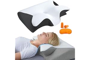 ZOEFUN Curosleep Kissen, 2025 Upgrade Ergonomisches OrthopäDisches Kissen Mit Konturierter UnterstüTzung für Seiten, Mit schaumbildung im Nacken und Schmerzen im Nacken lässt die nackenkissen nach (Schwarz)
