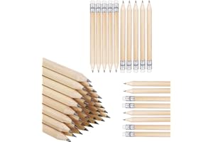 NIPORO 50 Mini Bleistifte kurz halbe Bleistifte mit Radiergummi Golf Bleistift Mitgebsel (50)