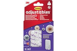 3M Crochets repositionnables Command Adjustables (12 crochets + 24 languettes/boîte) 17830CLR-12