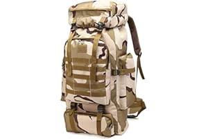 Kabxhueo Sac à dos de randonnée homme 60L-80L sac à dos militaire tactique étanche sac à dos de survie MOLLE grand sac a dos randonnee voyage pour l'escalade, le camping, le chasse