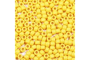 VOOMOLOVE 1000 perline gialle 6 x 9 mm, per bracciali, perline per trecce per capelli, perline per artigianato, perline in plastica, perline per capelli per trecce, 6 x 9 mm (giallo)