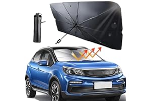 AHLMA Pare-Soleil de Pare-Brise de Voiture 79 * 140 cm Pare Soleil Voiture Pliable Protection UV et Isolation Thermique Protection Solaire Rotative à 360°Portable Convient à la Plupart des Véhicules