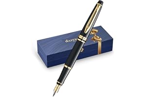 Waterman Expert stylo plume | noir brillant avec attributs dorés à l'or fin 23 k | plume moyenne | coffret cadeau