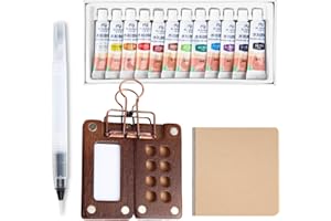 ‎LGOWITHU LgowithU Mini Aquarell Travel Set, 12 Farben x 5ml Tuben Wasserfarben Palette, Skizzenbuch Palette Set, Tragbares Mini Watercolour Paint für Künstler, Hobbymaler, Anfänger und Studenten(8 Gitter)