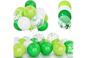 YOYOIN 30Pcs Grüne Luftballon Set, 12 Zoll Grüne Konfetti Ballons Licht Tief Grün und Weiß Latex Luftballons mit Band für Geburtstag Hochzeit Kinder Baby Shower Party Dekorationen