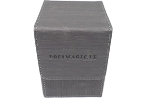 docsmagic.de Premium Magnetic Flip Box (100) Silver + Deck Divider - MTG - PKM - YGO - Kartenbox Silber
