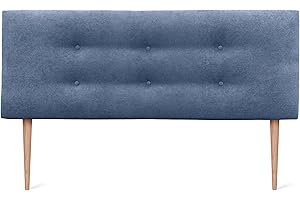 DHOME Testiera in Similpelle o Tessuto AQUALINE Pro con 2 file di Bottoni e Gambe Testiera Imbottita per Letto di Lusso (160x105cm con gambe (Letti 150/160), Tessuto Blu)