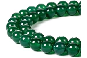 LIFAVOVY 8mm Natural Green Agate Beads Round Semi Precious Gemstone Loose Beads for Jewelry Making (47-50pcs/strand)