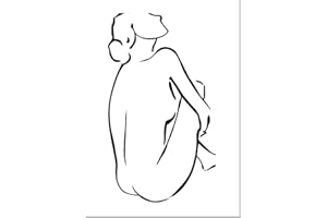 Panorama Lienzo Silueta Mujer Sentada 50x70cm - Bastidor Incluido - Cuadros Decorativos para Salón - Decoración Moderna