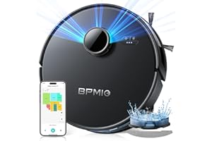 BPMIO Robot Aspirapolvere Lavapavimenti con Mappatura 5000Pa a 5 Piani, Robot Lavapavimenti e Aspirapolvere Laser 360°, Robot Vacuum Mop 3 in 1 per Pavimento e Peli Animali